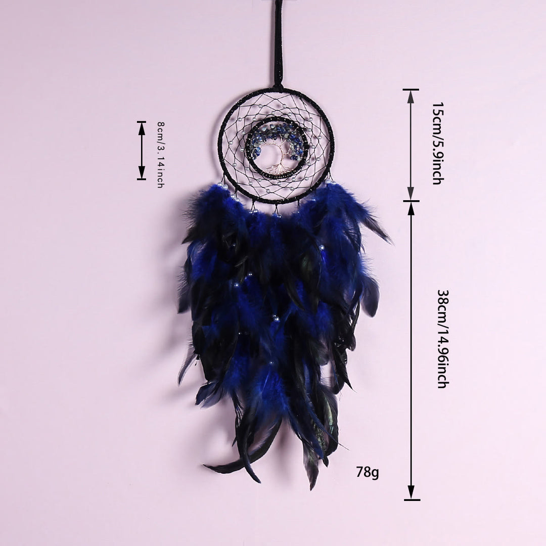 Atrapasueños de grava de sodalita azul con forma de árbol de la vida de Olivenorma