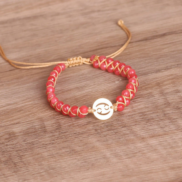 Pulsera envolvente de equilibrio curativo con cristales del zodíaco de Olivenorma 