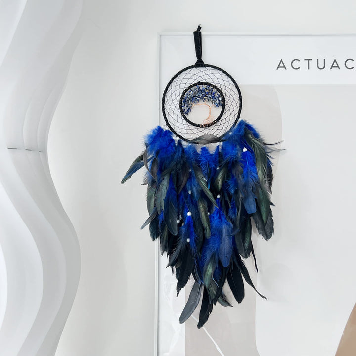 Atrapasueños de grava de sodalita azul con forma de árbol de la vida de Olivenorma