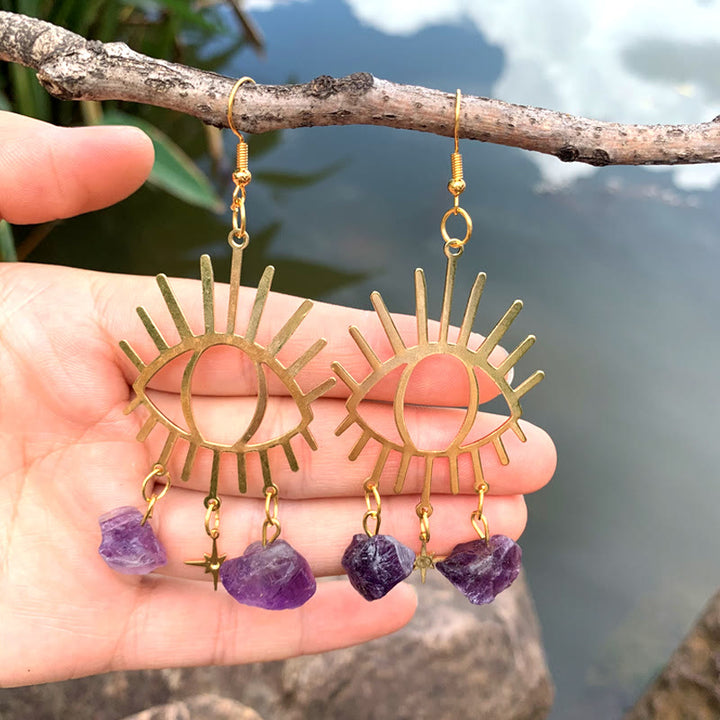 Pendientes de cristal con colgante de estrella y lágrimas de mal de ojo de Olivenorma
