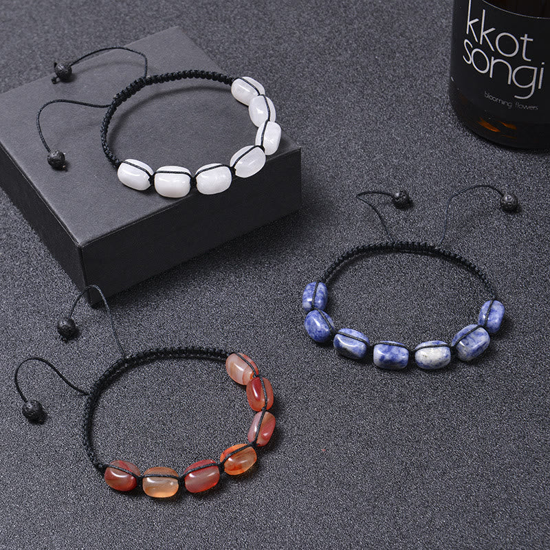 Pulsera trenzada con cuentas de piedras preciosas de cristal de 7 chakras para hombre de Olivenorma