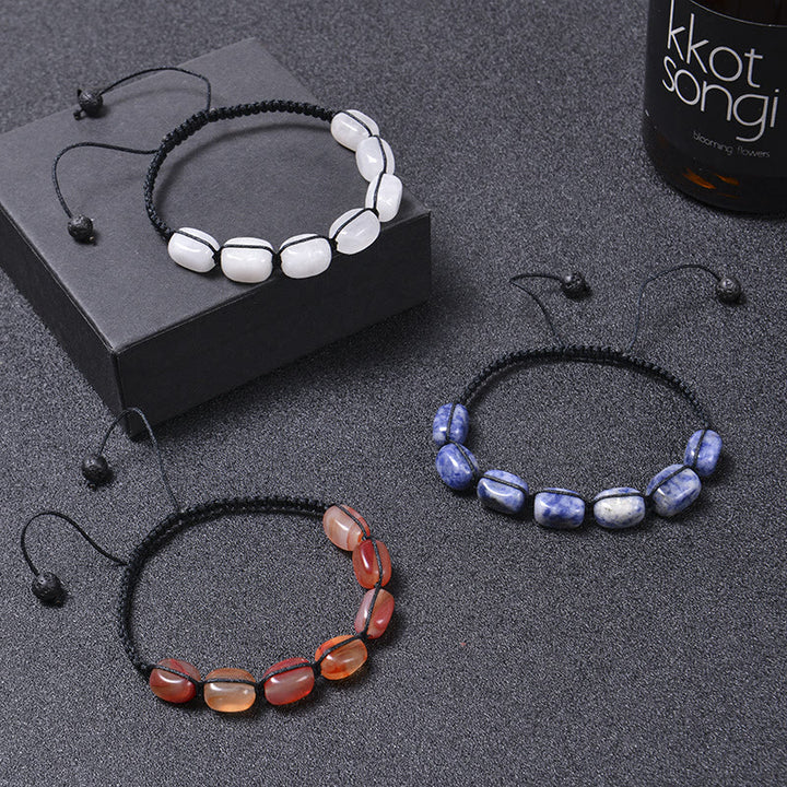 Pulsera trenzada con cuentas de piedras preciosas de cristal de 7 chakras para hombre de Olivenorma