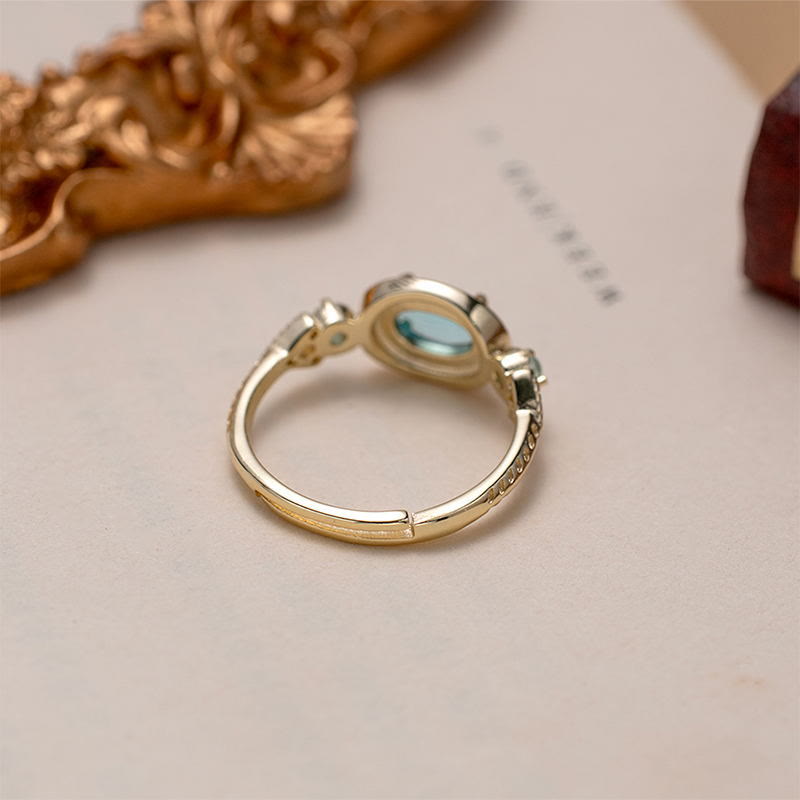 Anillo ajustable de turmalina Paraiba "Cada mar es una isla" de Olivenorma 