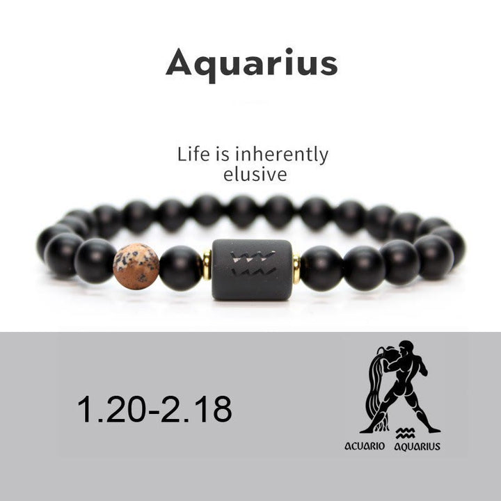 Pulsera de hombre con ónix negro natural del zodiaco de Olivenorma 