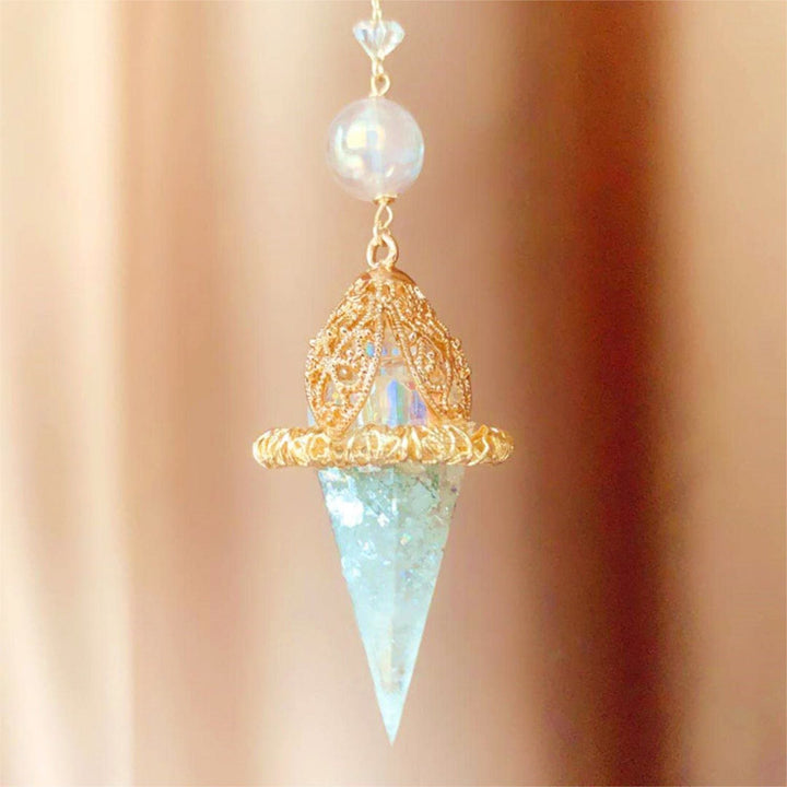 Péndulo de la suerte con forma de estrella de cristal transparente de Olivenorma