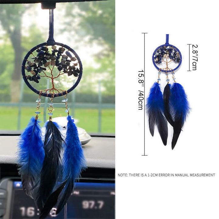 Adorno para coche con atrapasueños de plumas de cristal del árbol de la vida de Olivenorma 