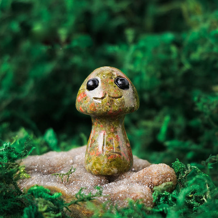 Adornos de piedras preciosas para mascotas con forma de hongo de cristal natural de Olivenorma