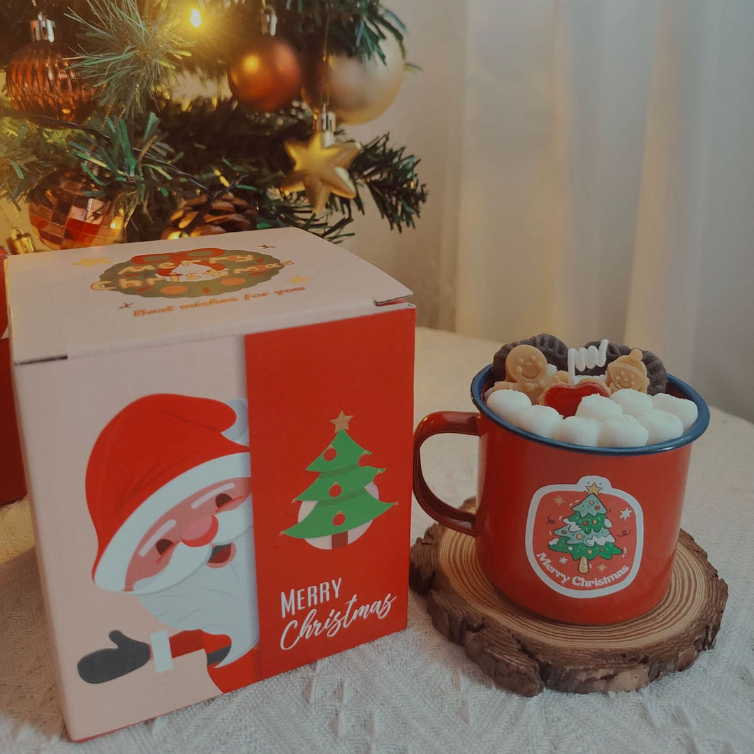 Vela navideña con forma de alce, muñeco de nieve y Papá Noel de Olivenorma 