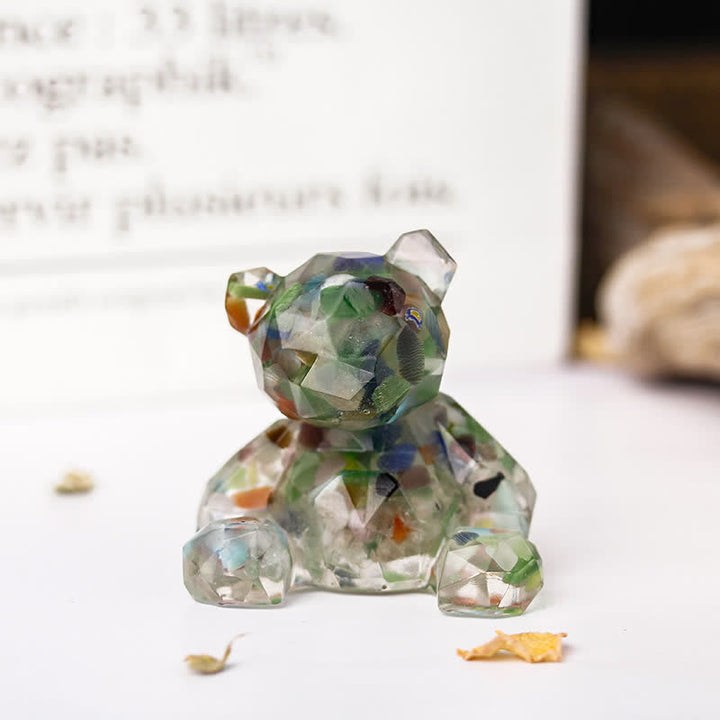 Espejo de Olivenorma con oso sentado y piedras preciosas decorativas