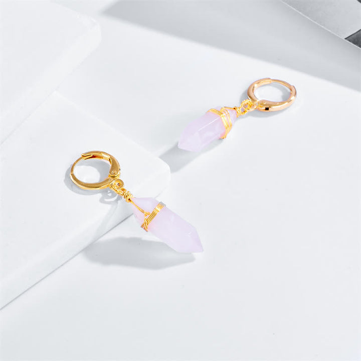 Pendientes curativos de ópalo rosa natural