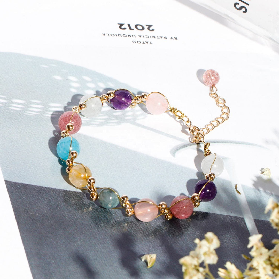 Pulsera de cuentas de cristal barroco natural de Olivenorma 