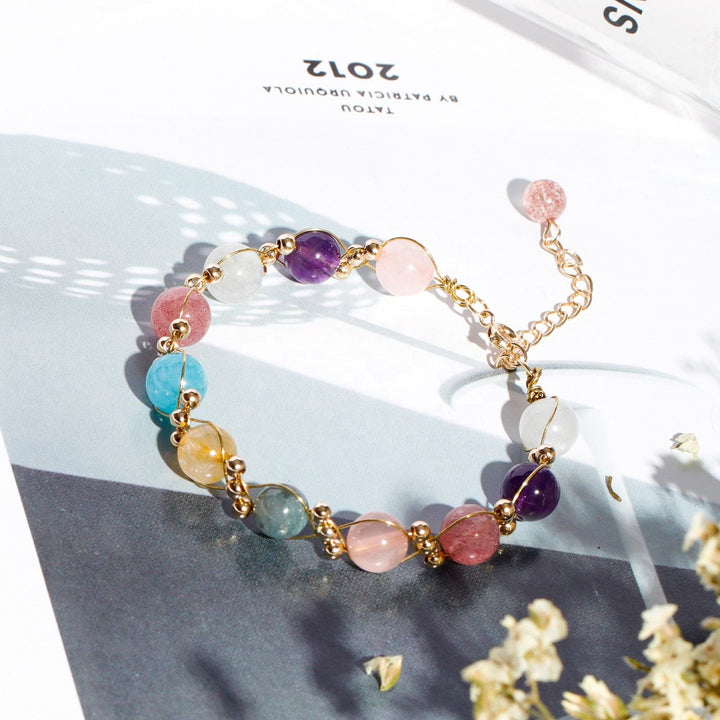 Pulsera de cuentas de cristal barroco natural de Olivenorma 