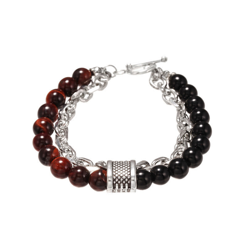 Pulsera para hombre con forma geométrica y combinación de piedras esmeriladas estilo punk de Olivenorma 