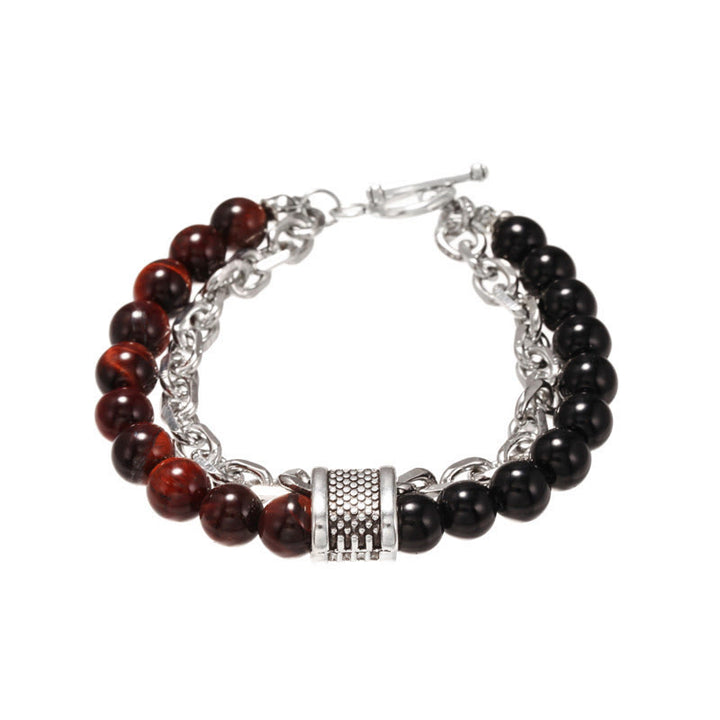 Pulsera para hombre con forma geométrica y combinación de piedras esmeriladas estilo punk de Olivenorma 