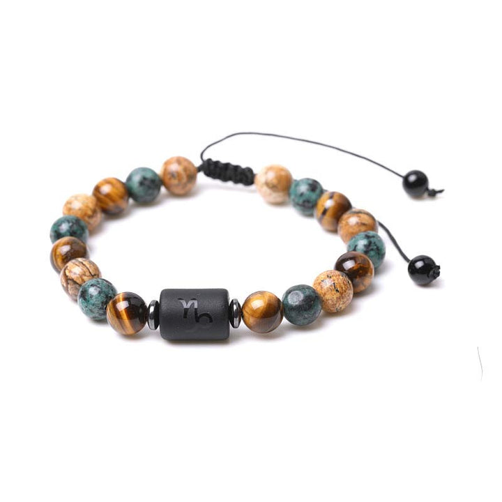 Pulsera con imagen de ojo de tigre y jaspe del zodiaco