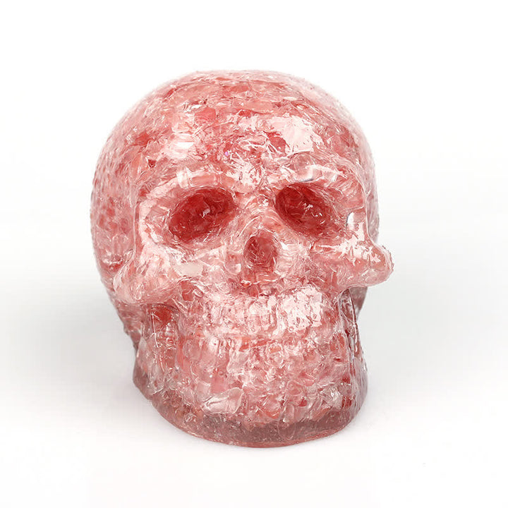 Decoración con piedras preciosas y calavera de cristal natural de Olivenorma