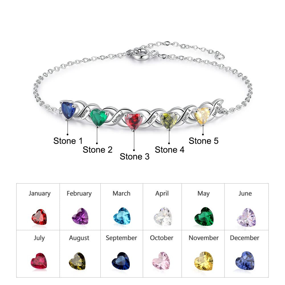 Pulsera con piedra natal de madre grabada personalizada de Olivenorma