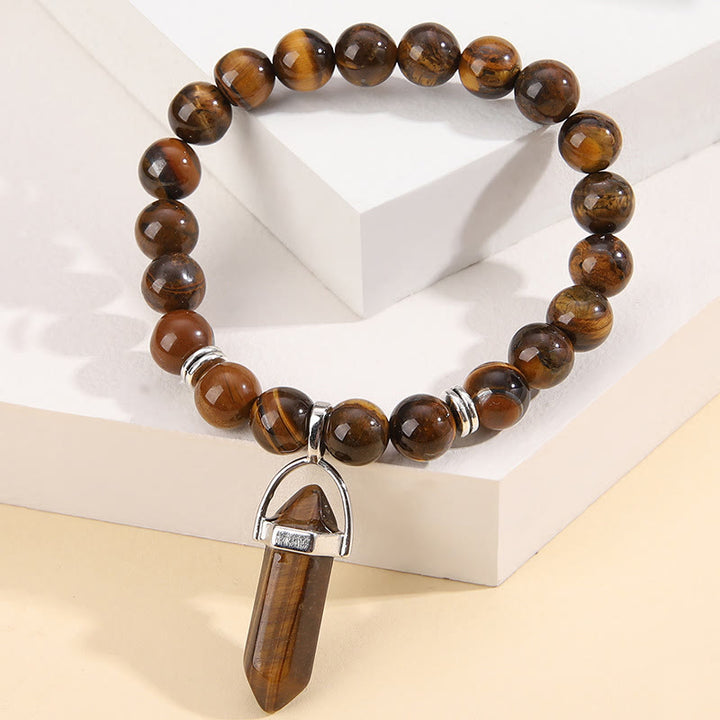 Pulsera con colgante de prisma hexagonal de cristal de 8 mm de Olivenorma