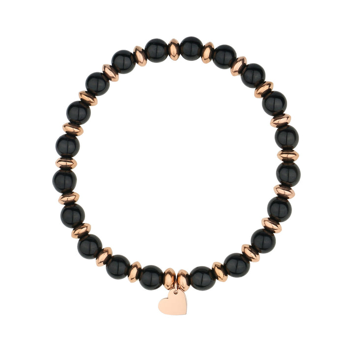 Pulsera con colgante de corazón de metal con cuentas de cristal natural de Olivenorma