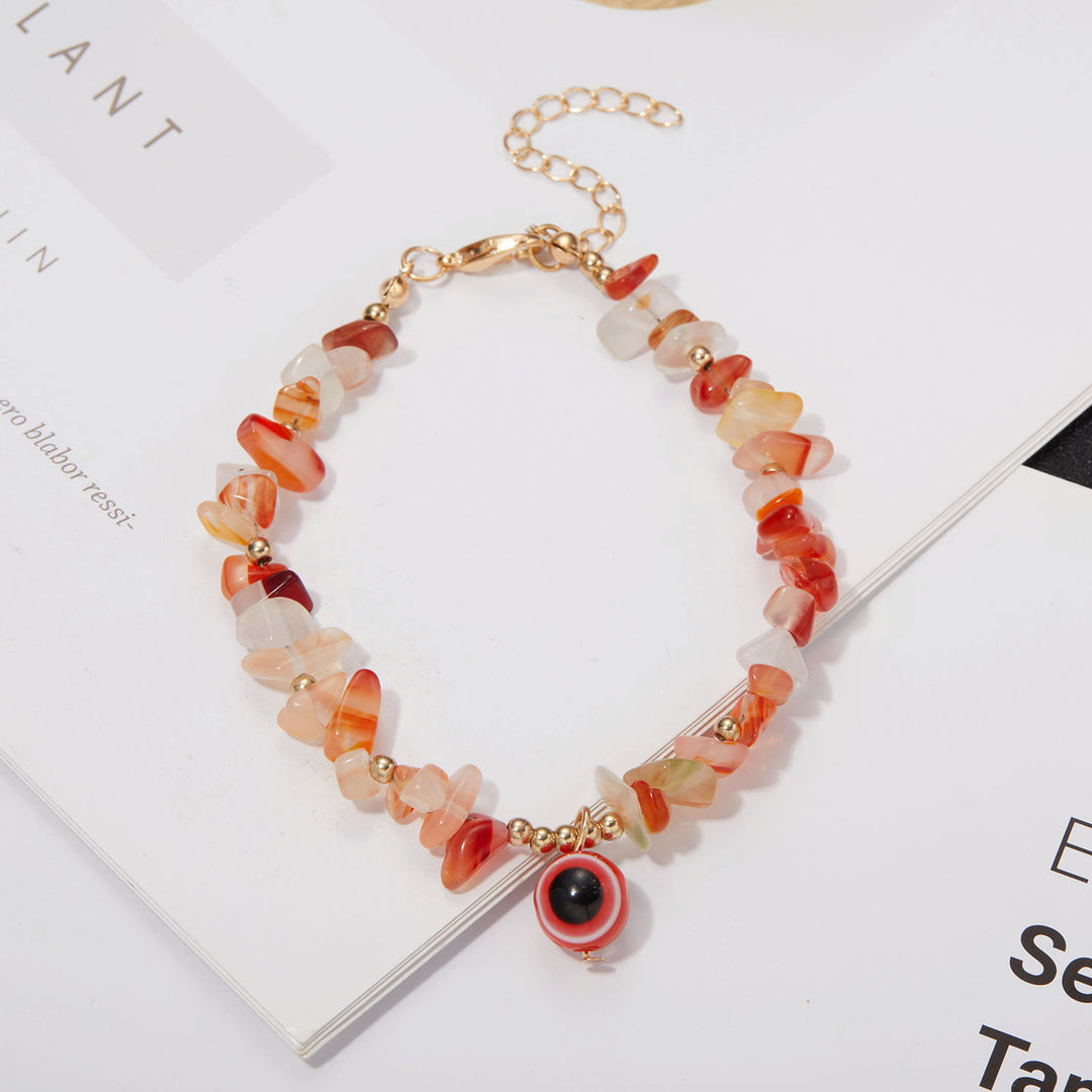 Pulsera con colgante de ojo malvado de grava de cristal natural de Olivenorma