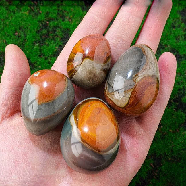 Huevos de cristal de ágata oceánica natural de Olivenorma