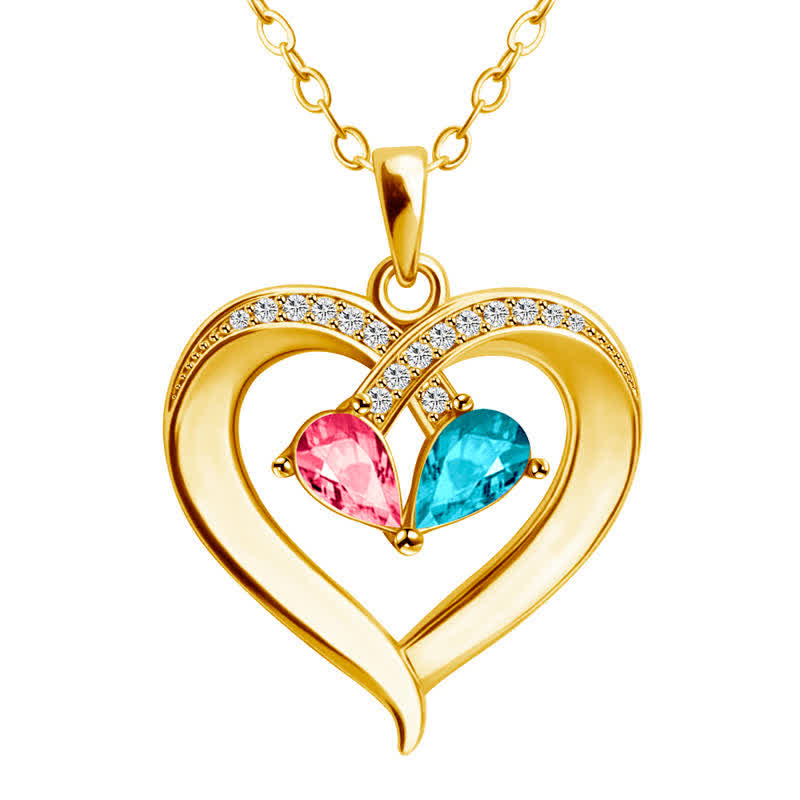 Collar con piedras de nacimiento en forma de corazón grabado y personalizado de Olivenorma - image 6