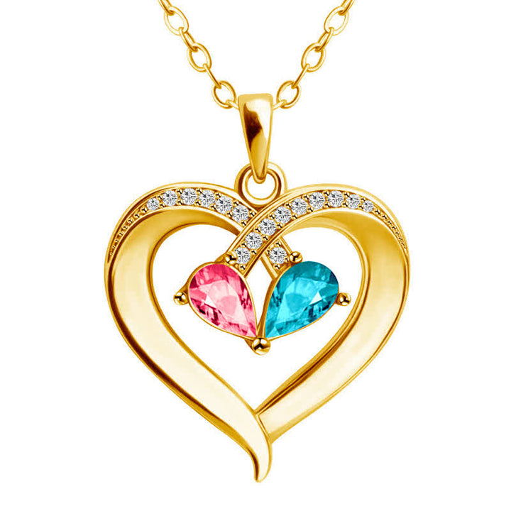 Collar con piedras de nacimiento en forma de corazón grabado y personalizado de Olivenorma - image 6