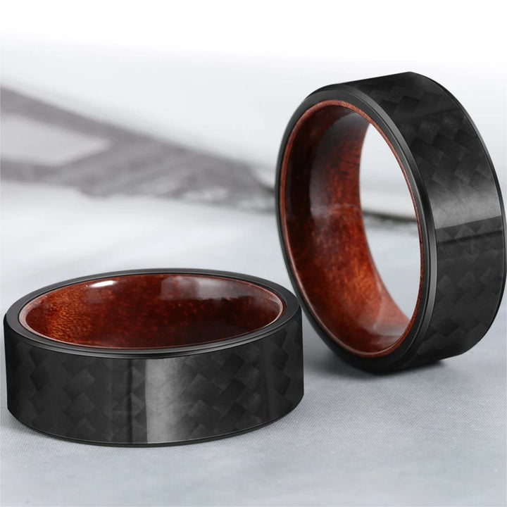 Anillo de madera para barril de whisky de fibra de carbono de sarga negra de 8 mm de Olivenorma