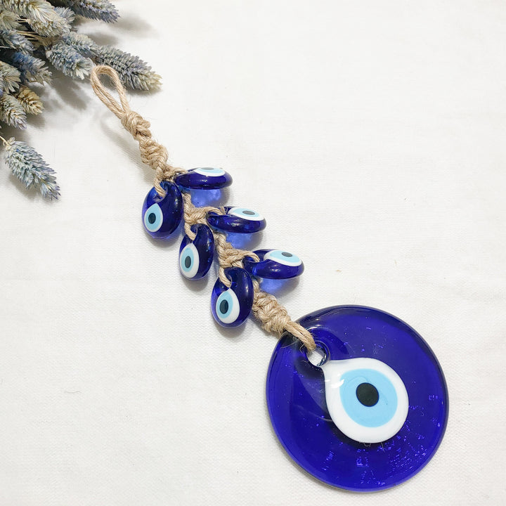 Adorno decorativo para colgar en la pared de cristal azul con forma de ojo malvado de Olivenorma