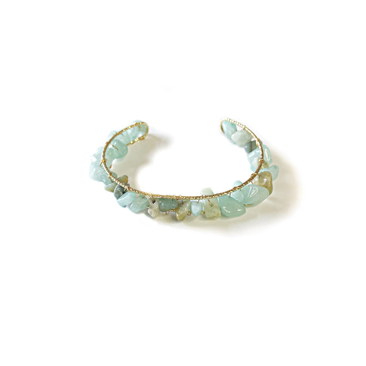 Pulsera de alambre enrollado con cuentas de grava de cristal natural de Olivenorma