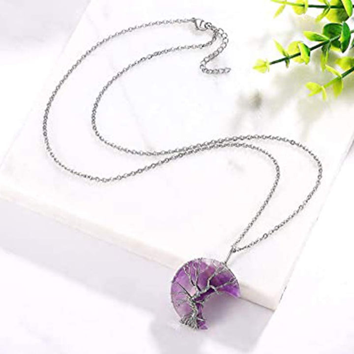 Collar de luna de cristal natural de Olivenorma
