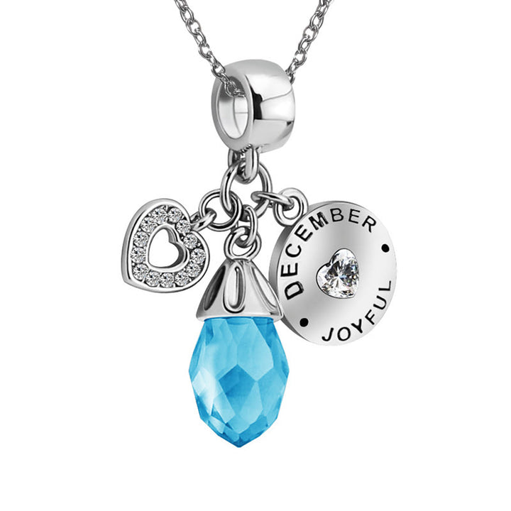 Collar con colgante de corazón de diamante y piedra natal de Olivenorma 