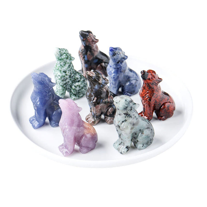 Adorno de piedra preciosa con forma de niño lobo de cristal natural de Olivenorma 