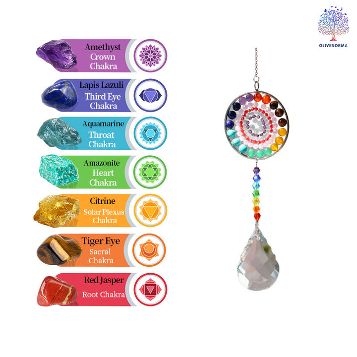 Atrapasol de cristal de Olivenorma, carillón de viento para chakras hecho a mano 
