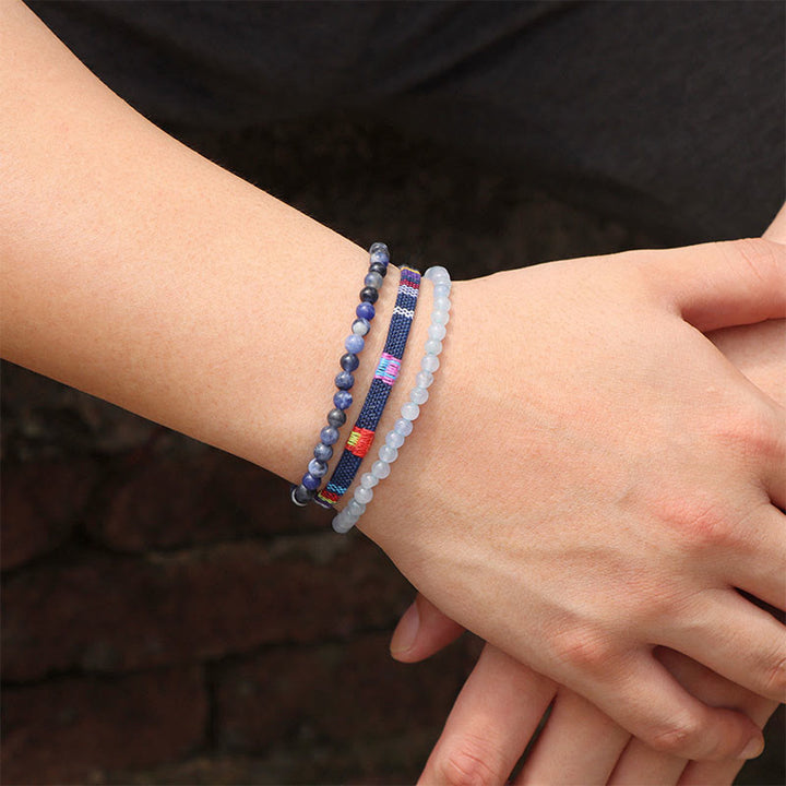 Conjunto de pulseras de cristal turquesa de Bohemia África de Olivenorma