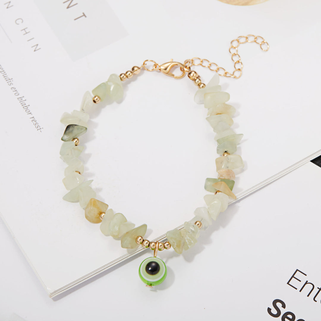 Pulsera con colgante de ojo malvado de grava de cristal natural de Olivenorma