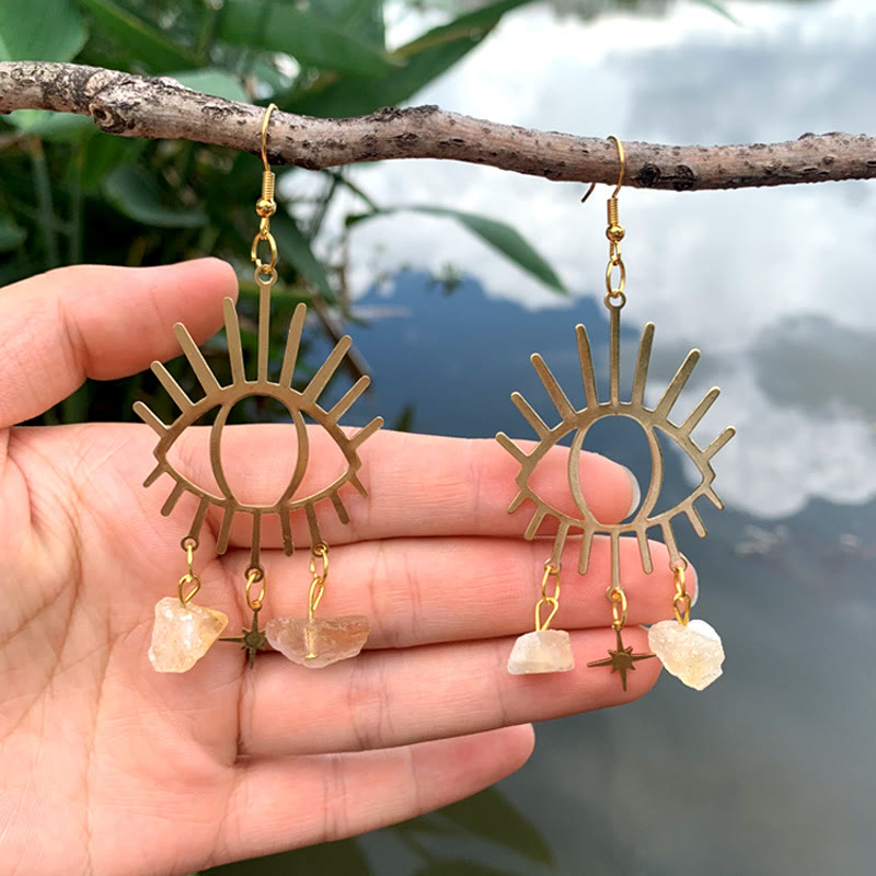 Pendientes de cristal con colgante de estrella y lágrimas de mal de ojo de Olivenorma