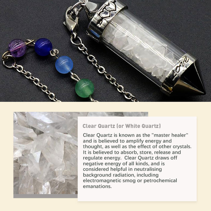 Péndulo de meditación de cristal de colores para los chakras