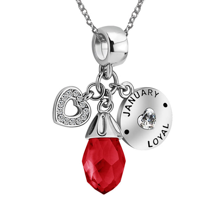 Collar con colgante de corazón de diamante y piedra natal de Olivenorma 