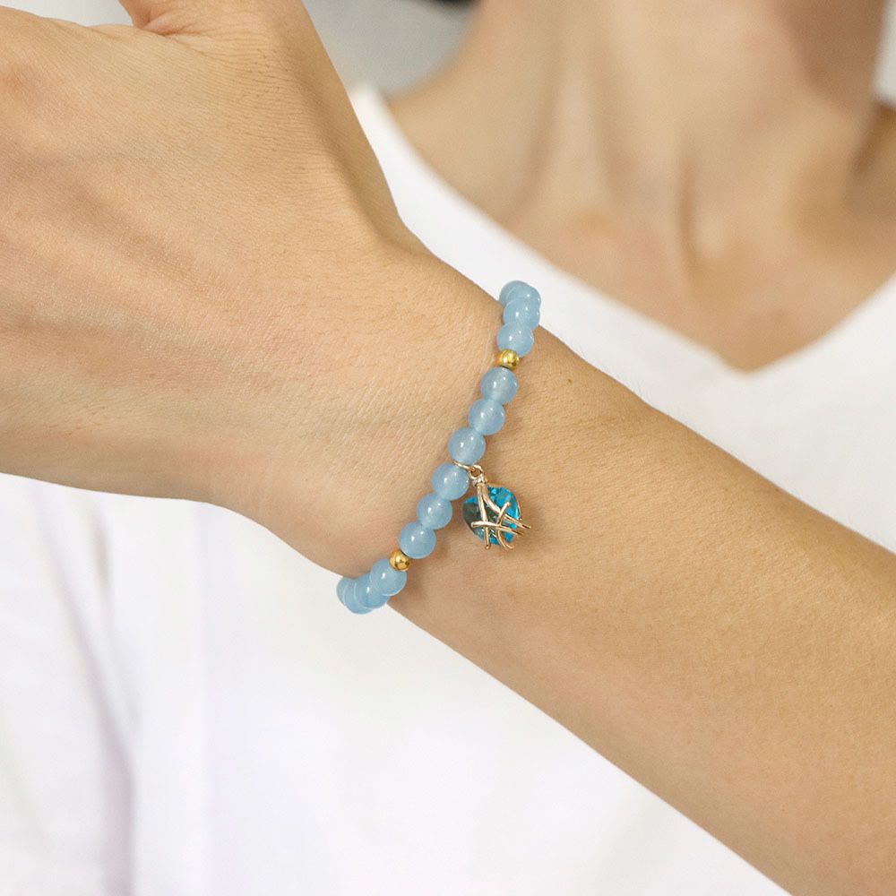 Pulsera con dije de corazón de piedra natural de Olivenorma