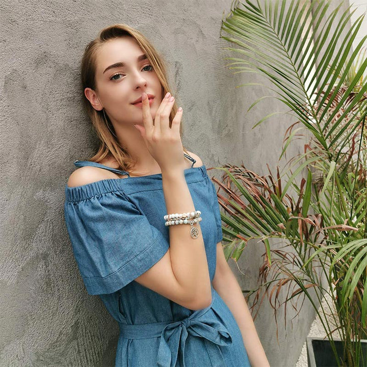 Pulsera con arbol de la vida de piedra del emperador Olivenorma