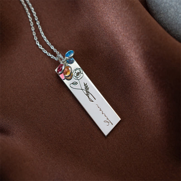 Collar con nombre y flor de nacimiento personalizados de Olivenorma