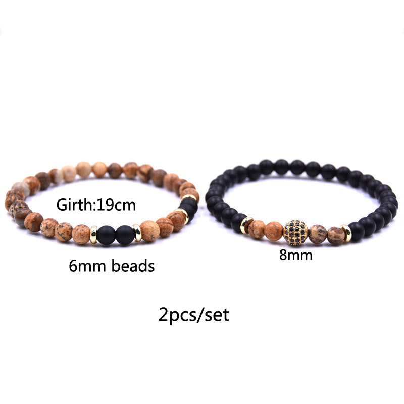 Pulsera de cuentas de cristal natural de dos capas para hombre de Olivenorma