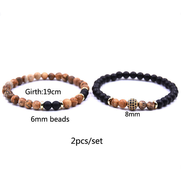 Pulsera de cuentas de cristal natural de dos capas para hombre de Olivenorma