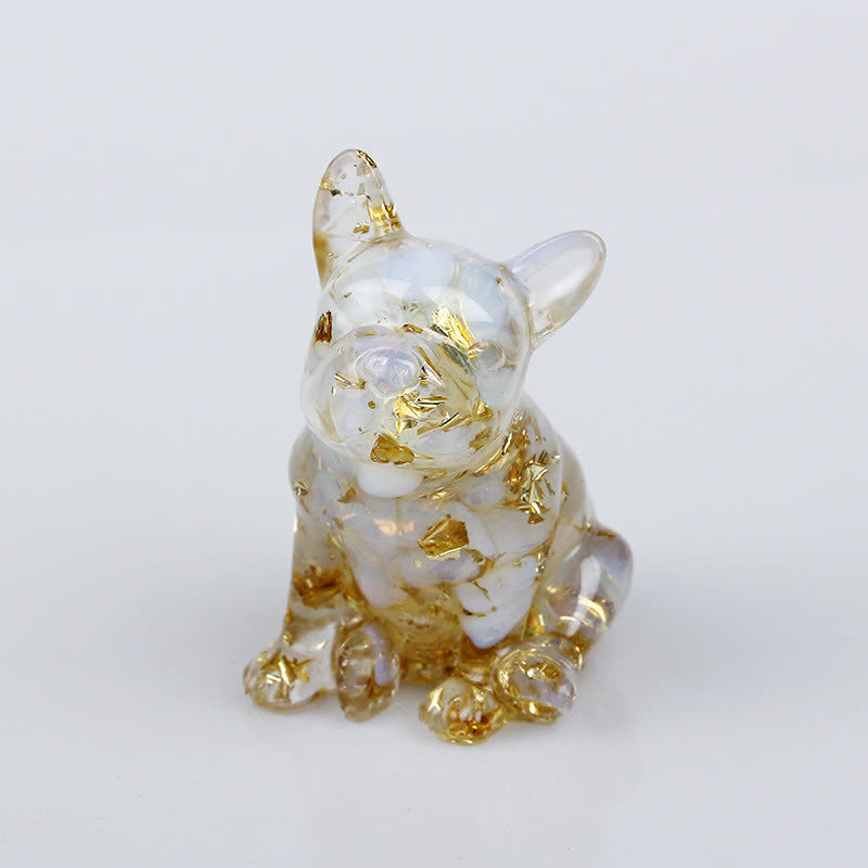 Adorno con piedras preciosas de bulldog francés de cristal de Olivenorma