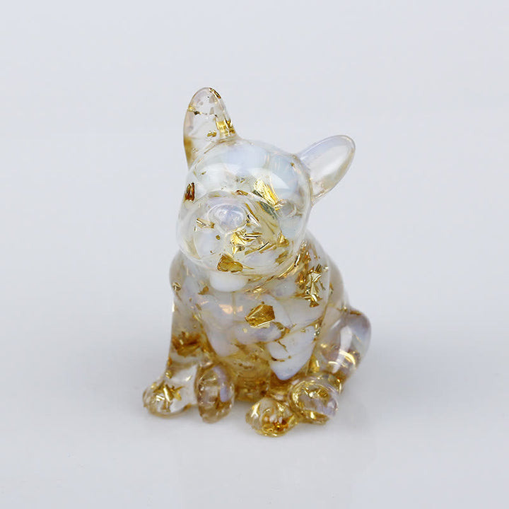 Adorno con piedras preciosas de bulldog francés de cristal de Olivenorma