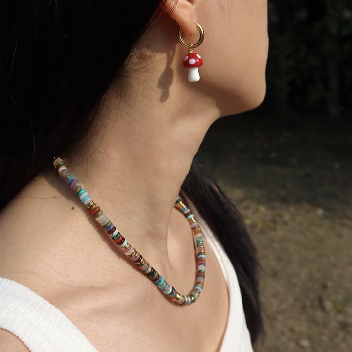 Pulsera y collar con piedras preciosas y cuentas redondas de cristal mixtas estilo bohemio de Olivenorma 
