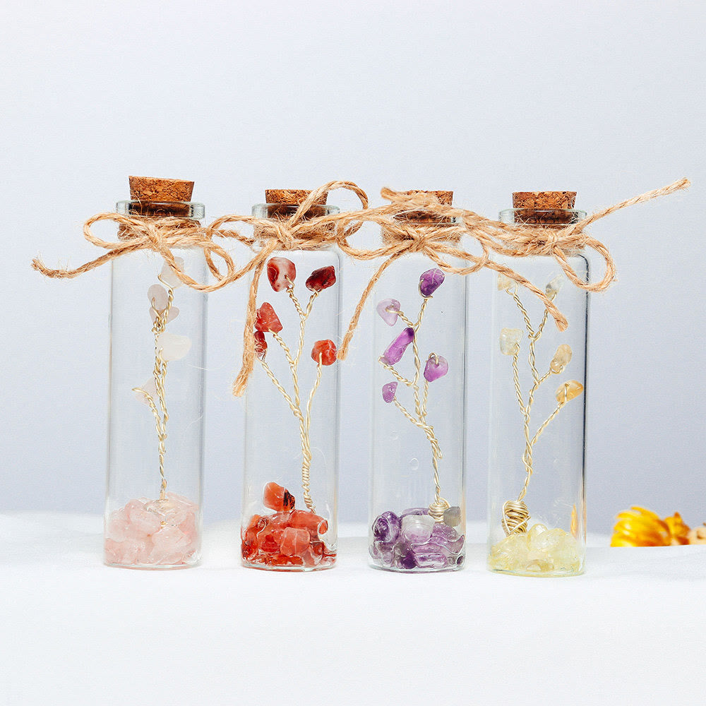 Decoración de botella de vidrio con piedra triturada de cristal de chakra Olivenorma 
