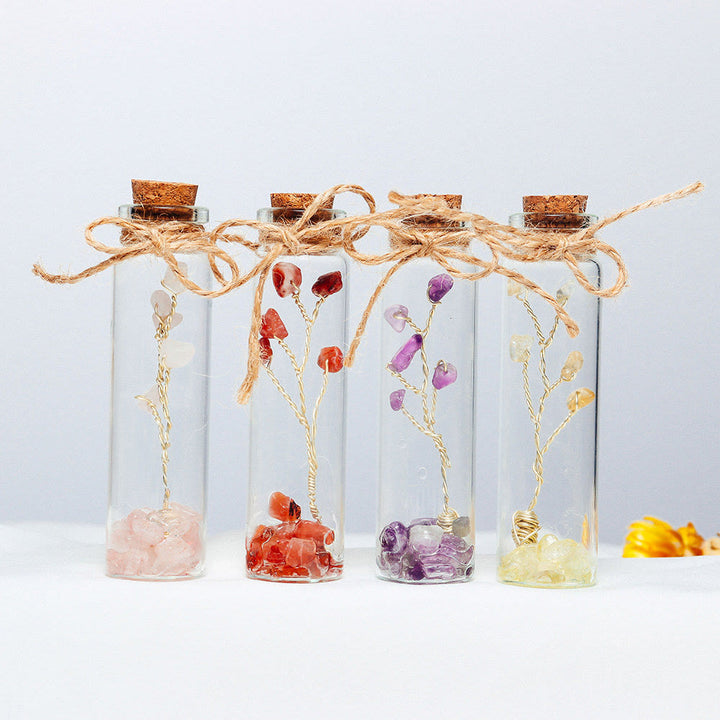 Decoración de botella de vidrio con piedra triturada de cristal de chakra Olivenorma 