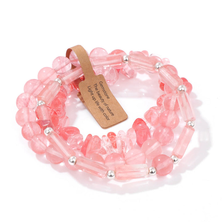 Juego de pulseras irregulares de tres capas con piedra natural Olivenorma